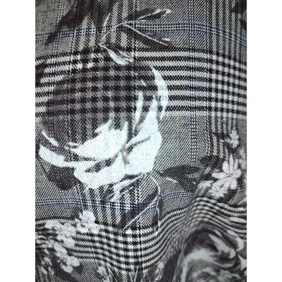 Rachel Roy Woman's Grey Full Zip Bomber Jacket Size 2X Plaid Floral Pockets Edgy - Picture 5 of 11